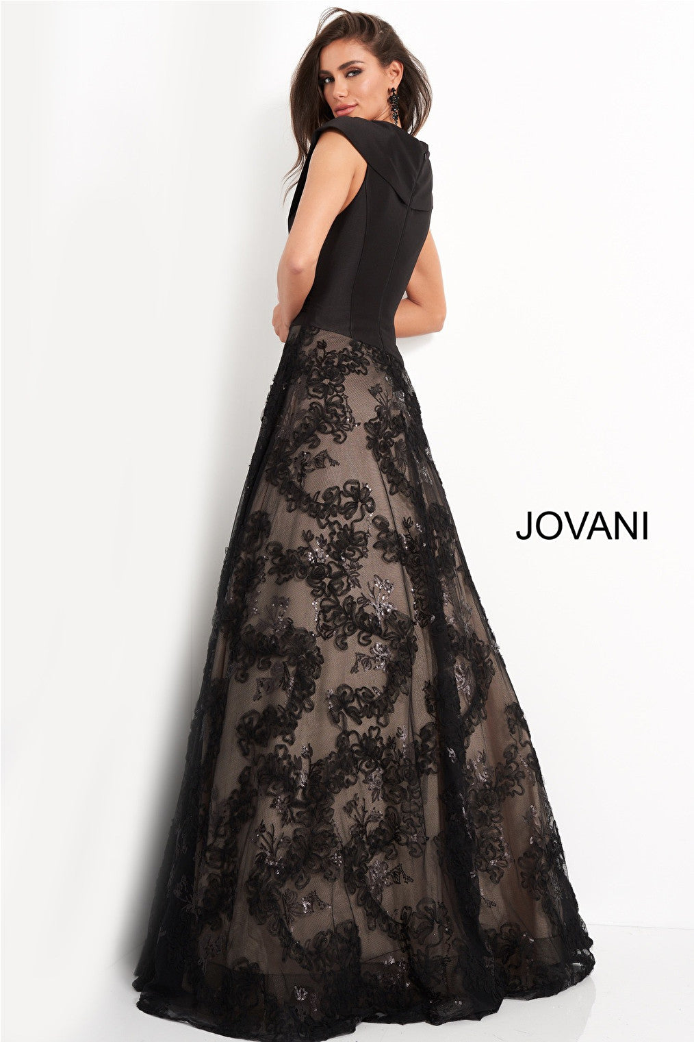 Black close back A line evening Jovani dress 03330