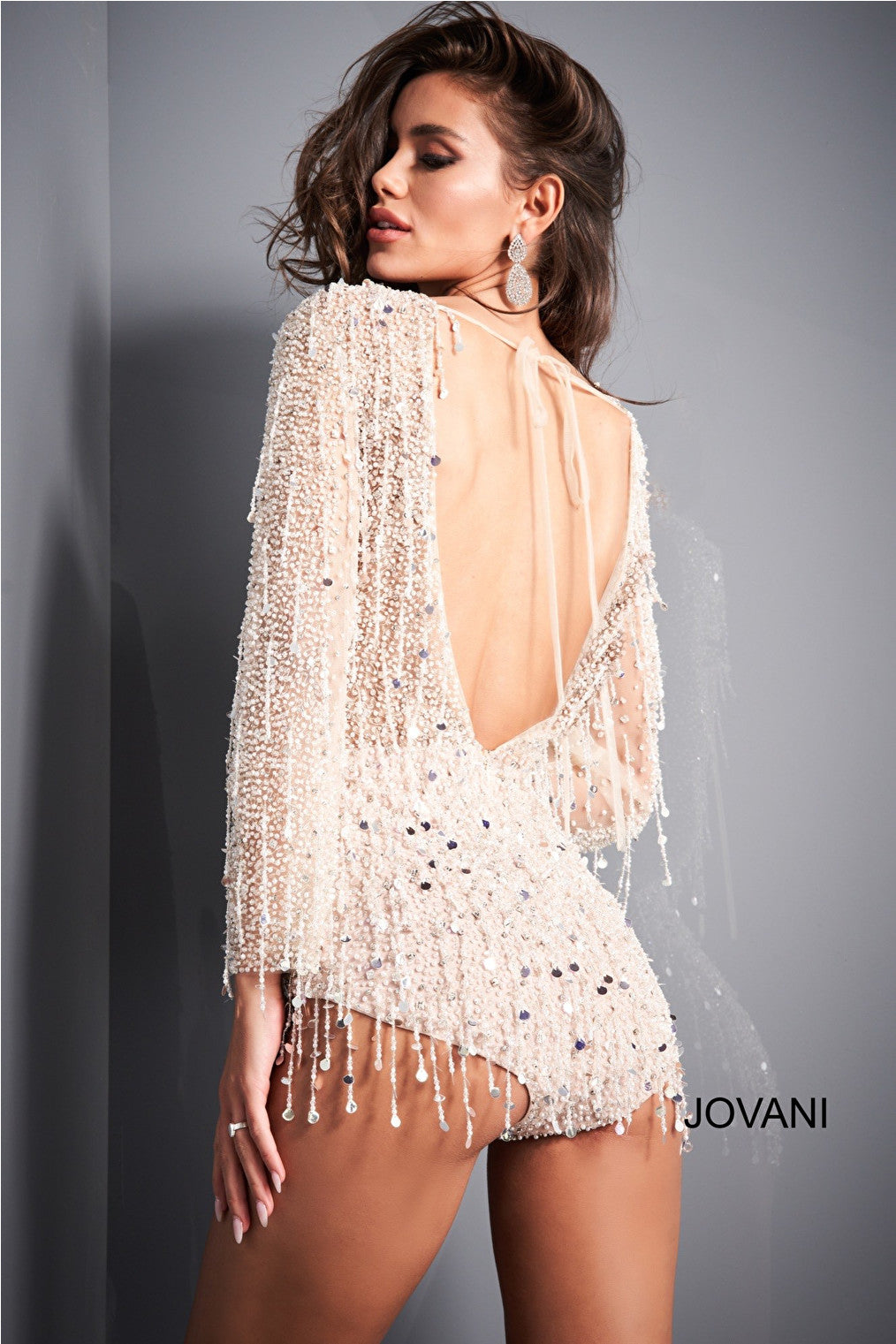 Open back off white Jovani bodysuit 04338