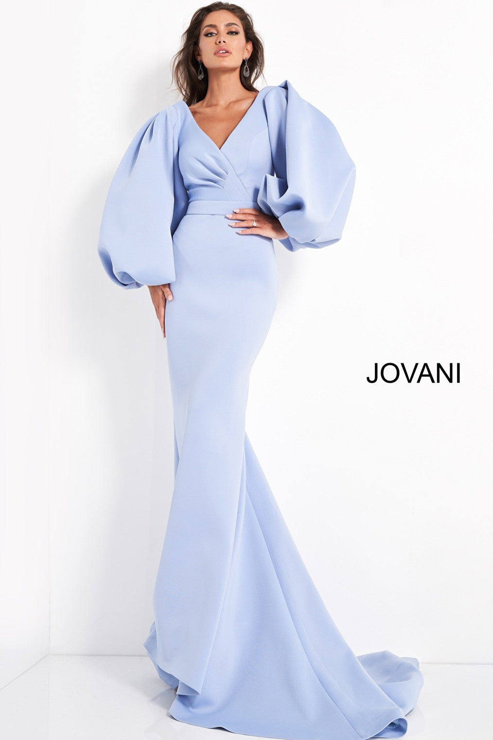 Light blue long sleeve evening Jovani dress 04371