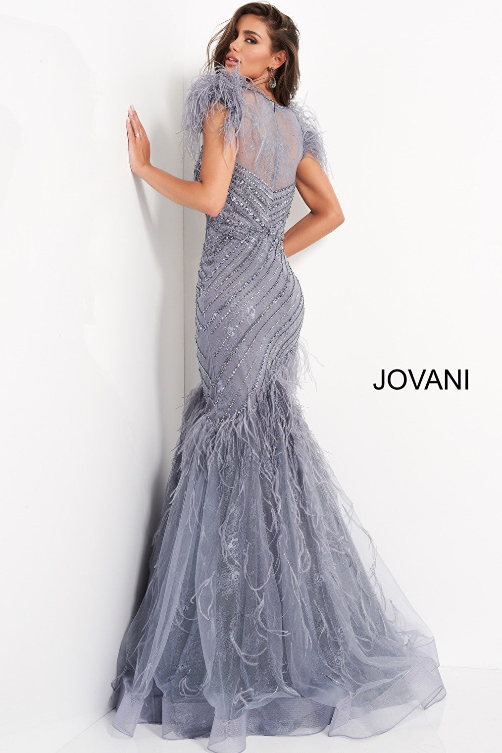 Ink sheer back evening gown 04702