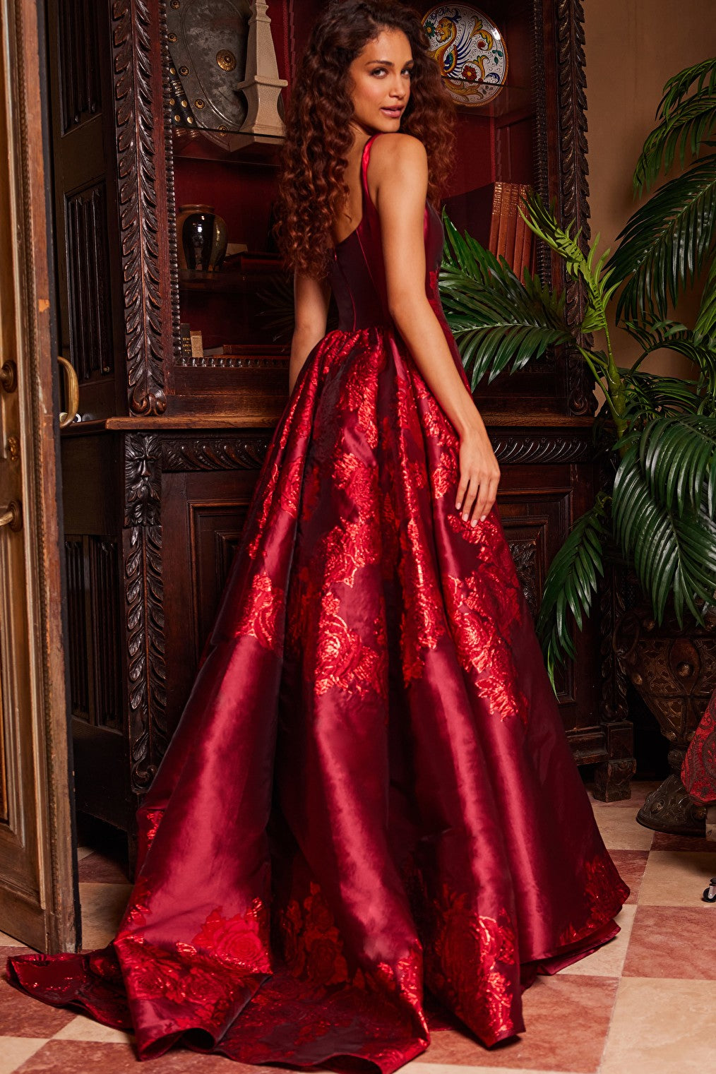 Pleated Overskirt prom dress 07441ss Prom Gown