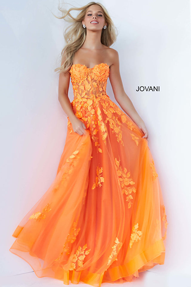 Yellow fashion orange prom dress