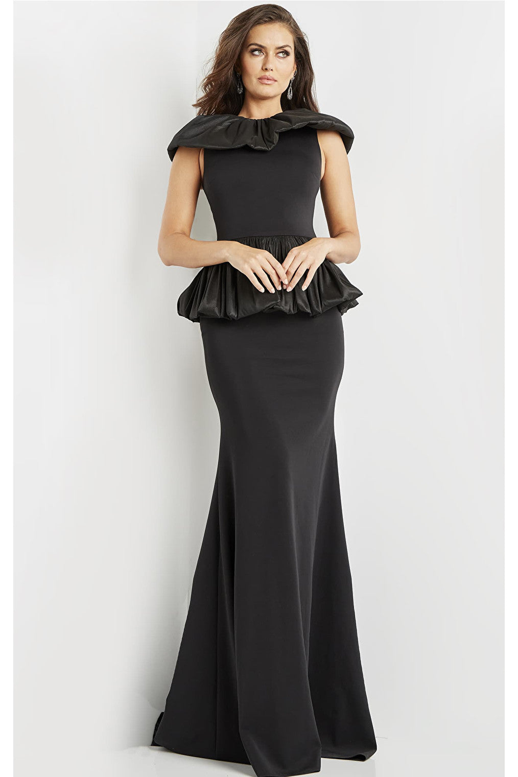 Ruffle peplum and neck evening dress 09997