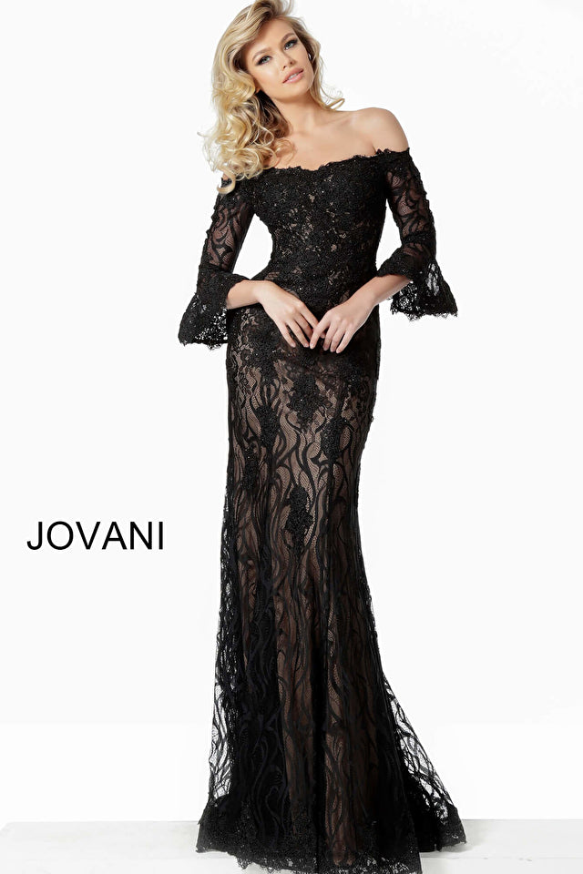 jovani black off the shoulder dress 2240