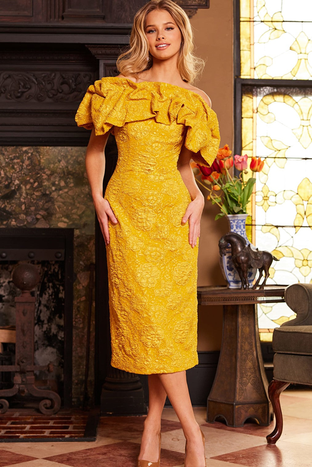 mustard short dress 23848