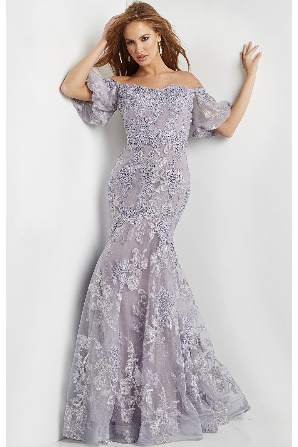 Short sleeve evening gown 24003