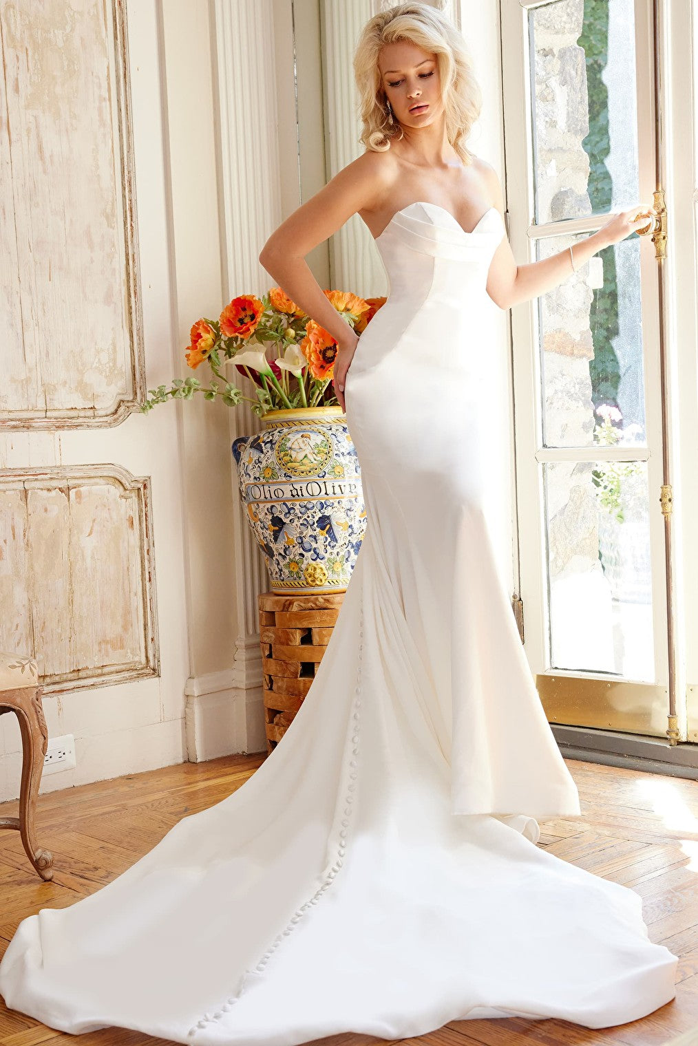 wedding dress with long train JB04879
