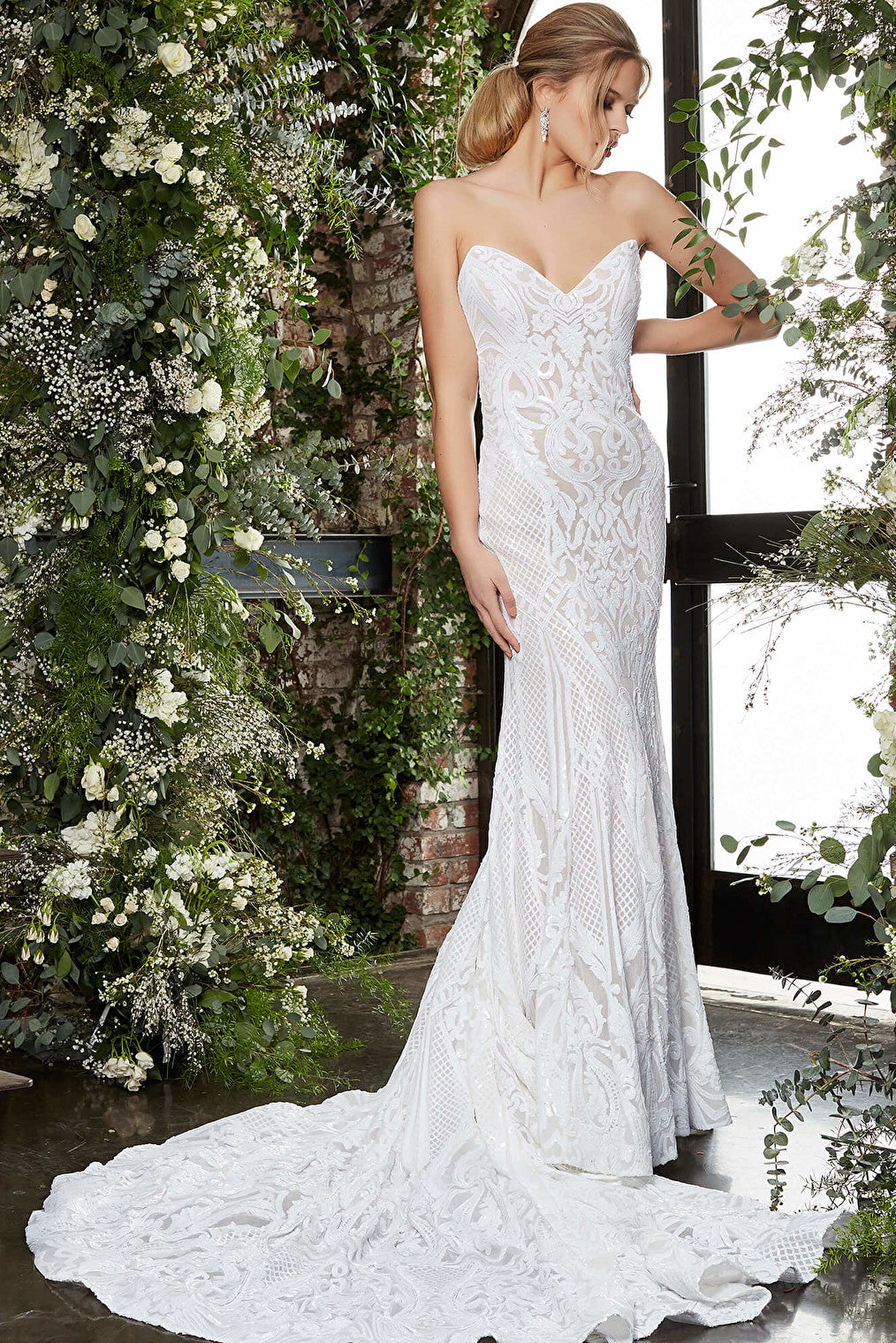 Strapless sheath embellished wedding dress Jovani JB05639