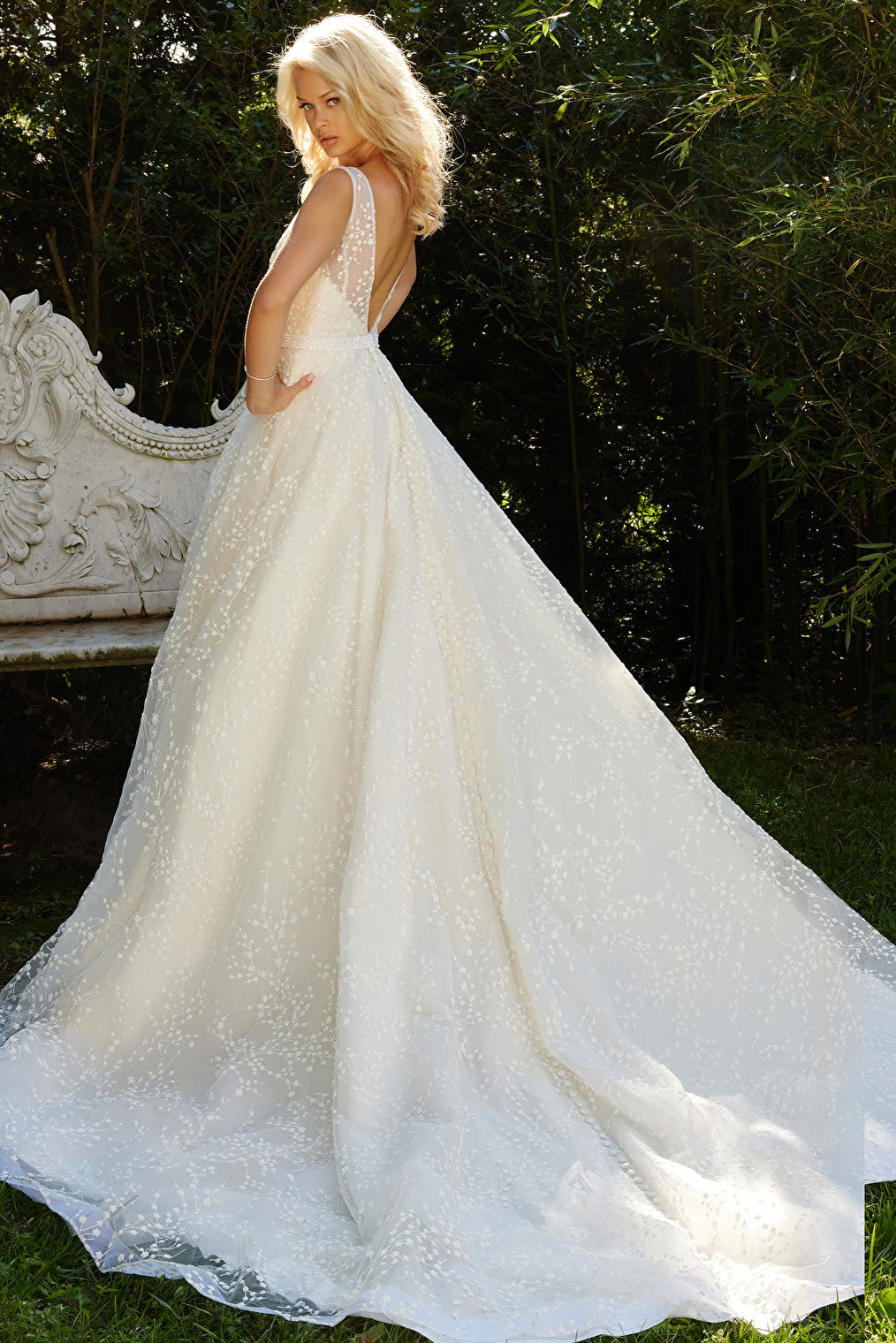 Jovani Bridal JB09491 Off White V Neck dress