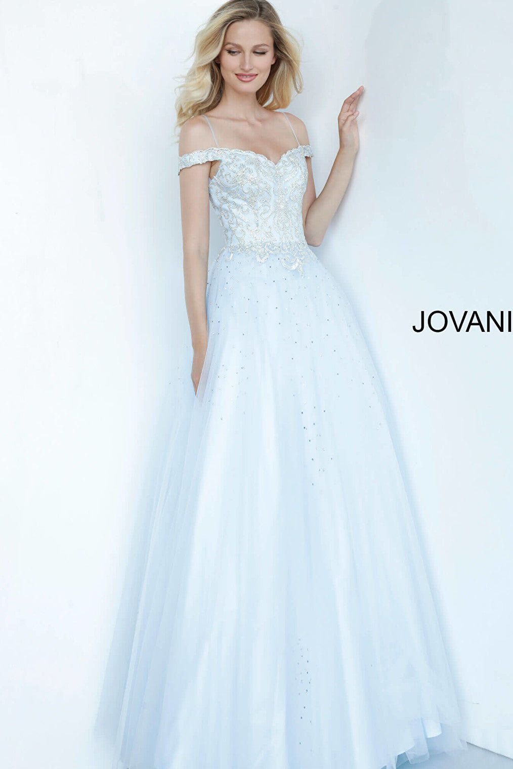 blue beaded ballgown K66721