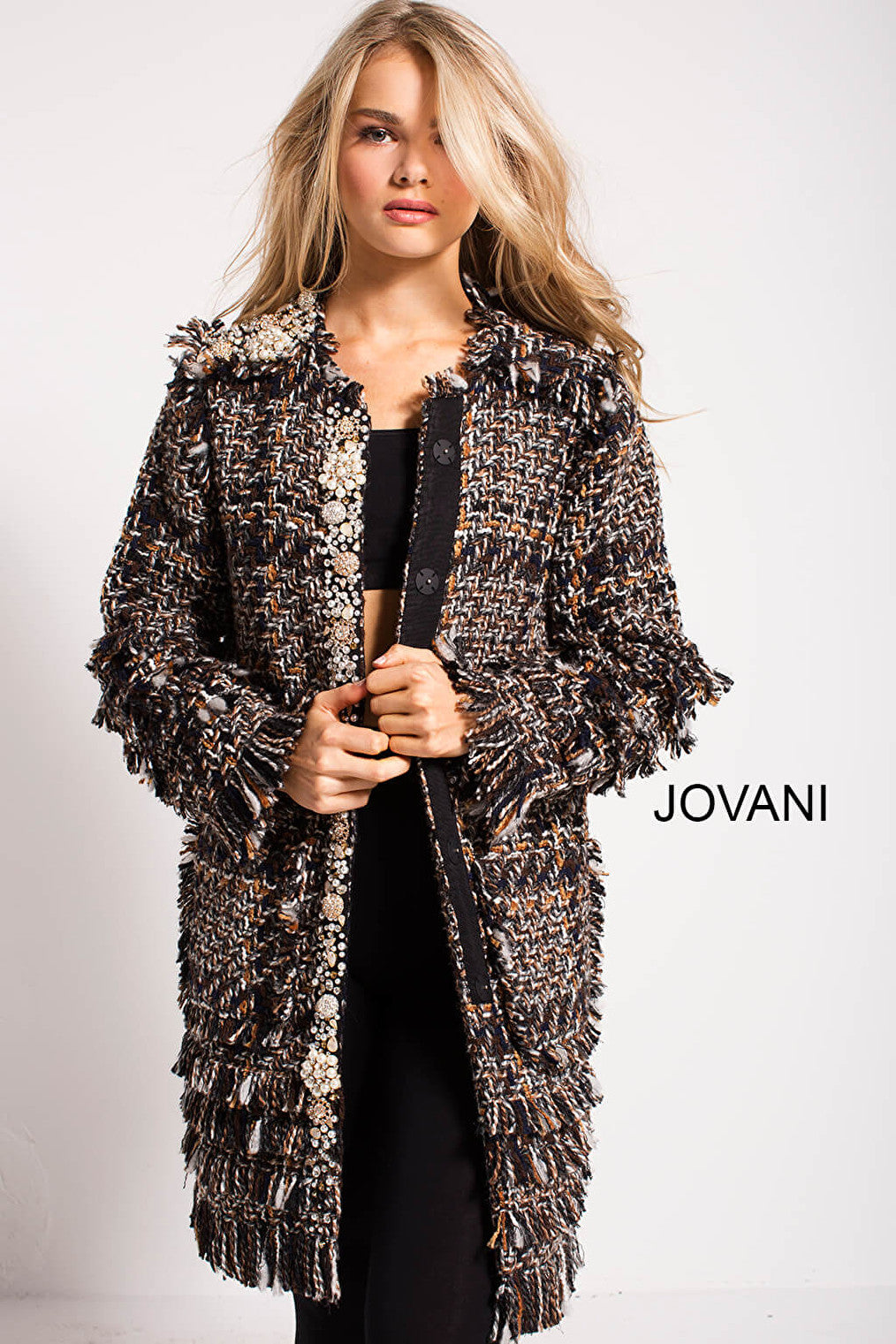 Multi Three Quarter Length on Trend Jacket by Jovani M54805
