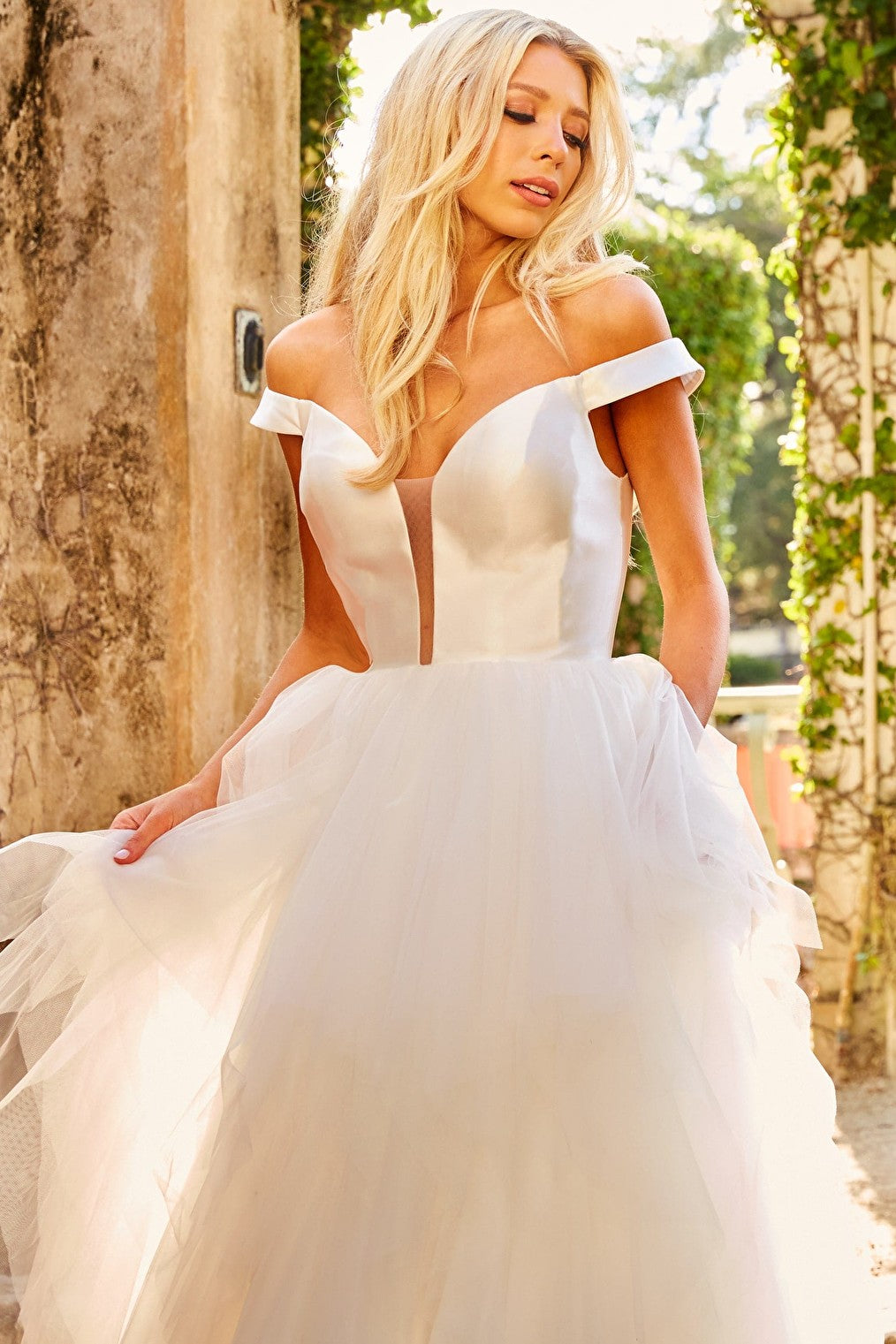 off the shoulder a line wedding dress JB05392