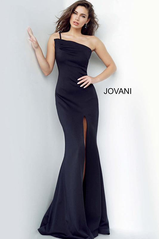 Navy Scuba One Shoulder Prom Dress 00567