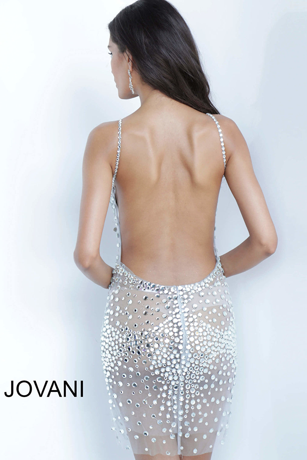 backless silver dress 00576