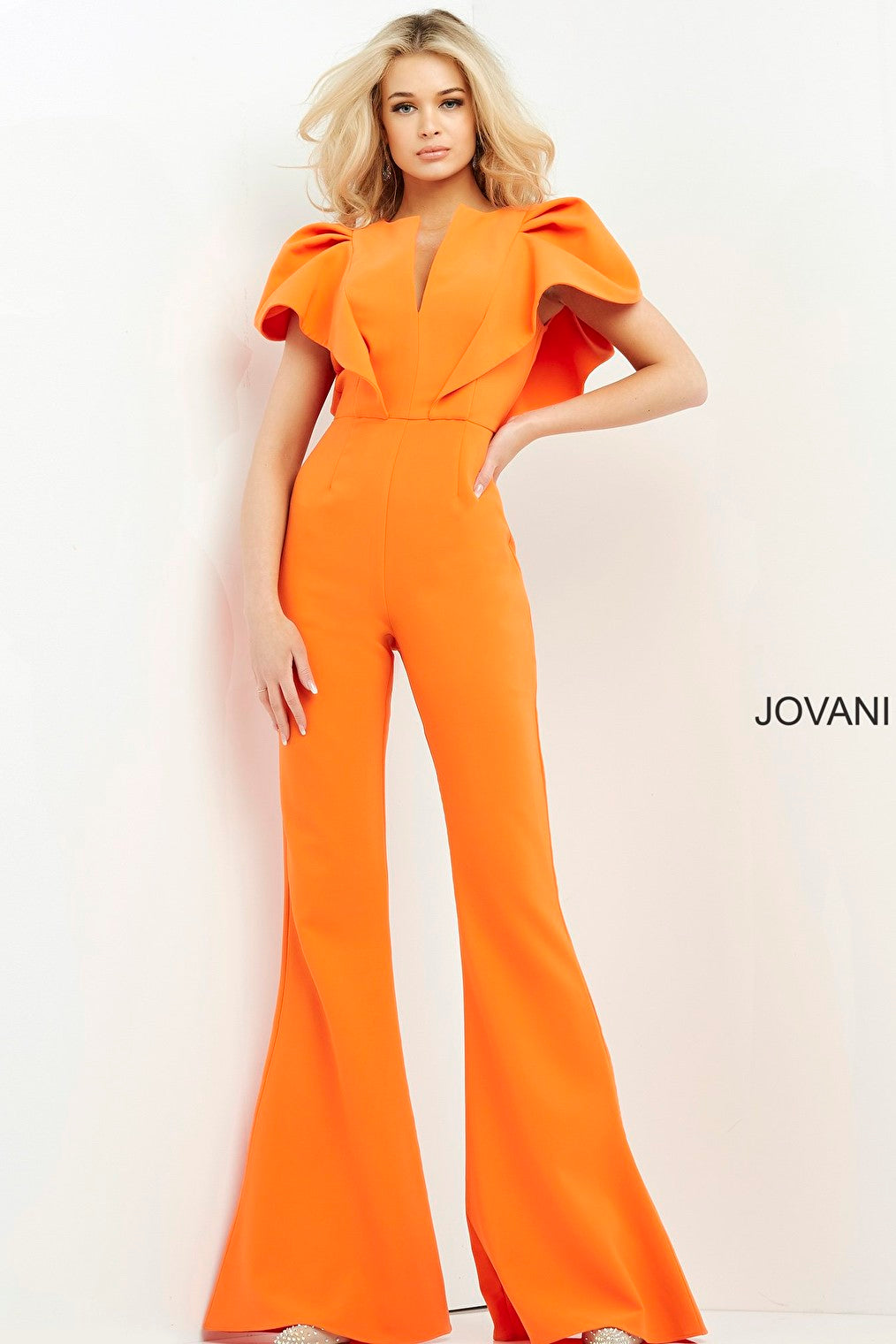 orange short sleeves jumpsuit  00762