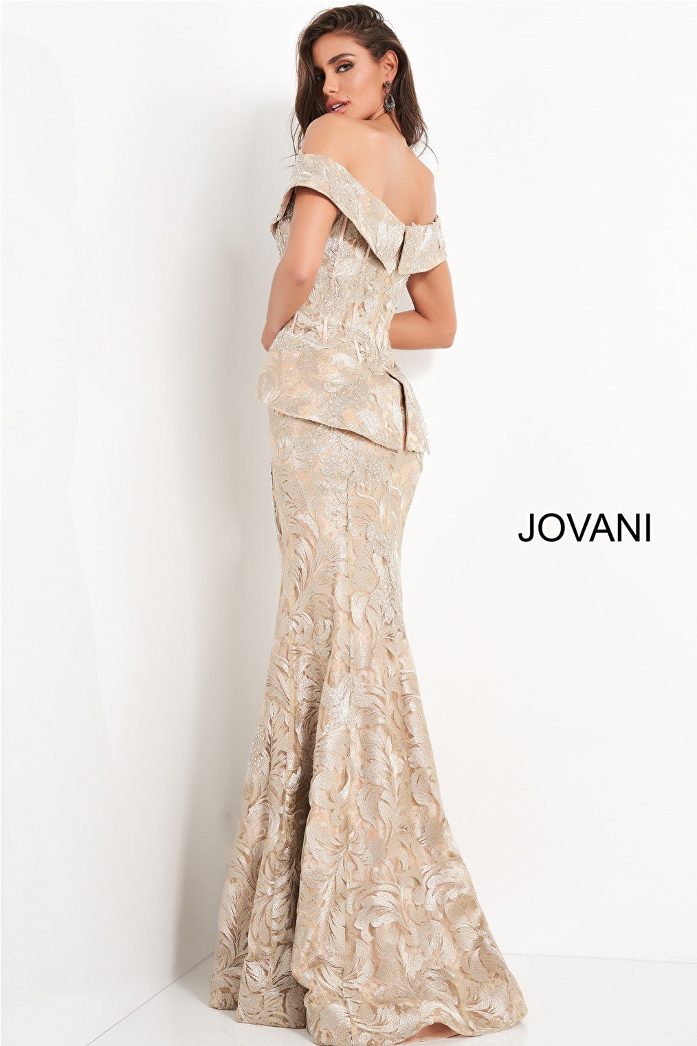 Sweetheart neck gold Jovani mob and evening dress 02762