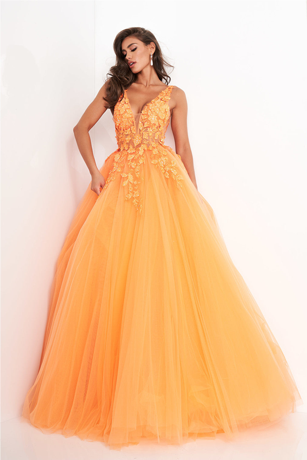 Orange ballgown Jovani 02840