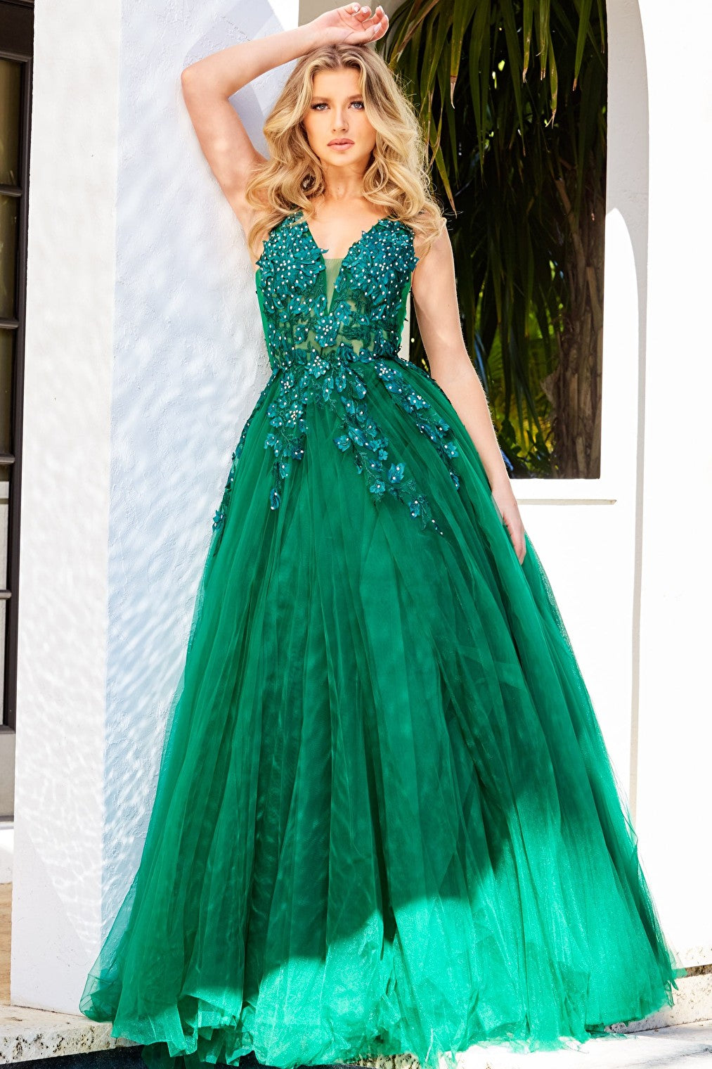 green prom ballgown 02840