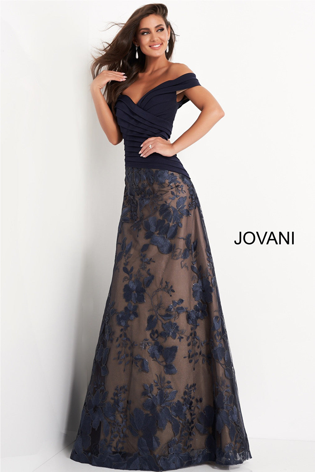 Navy A line MOB and evening dress 02852