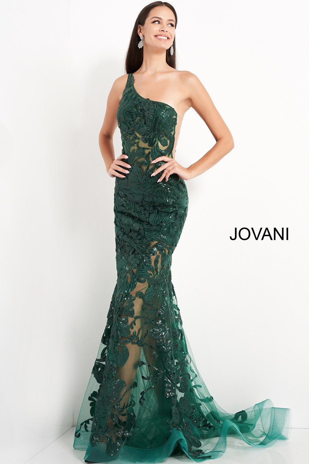 Forest green prom dress 02895