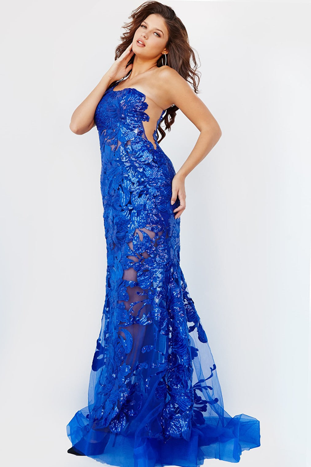royal blue beaded dress 02895