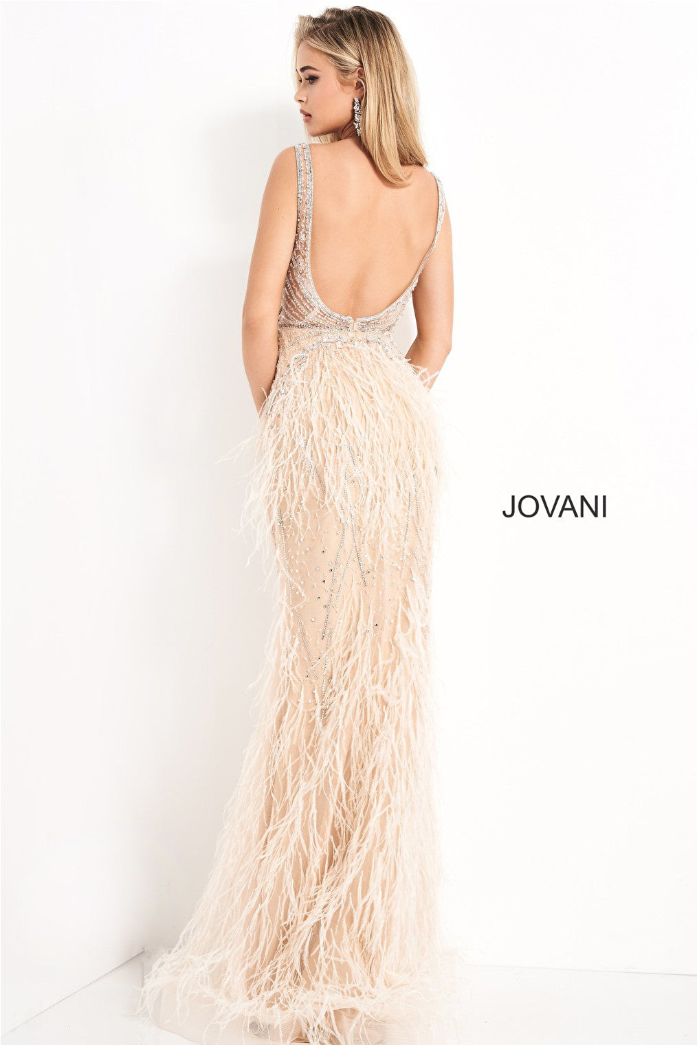 Blush open back Jovani prom dress 03023