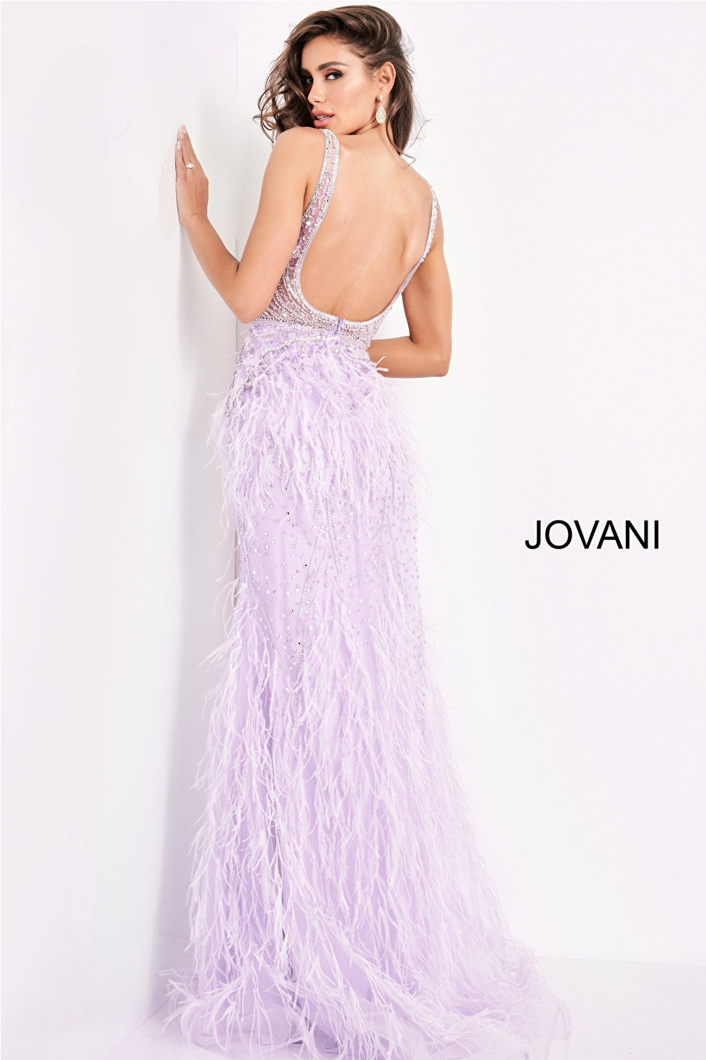 Open back lilac Jovani prom dress 03023