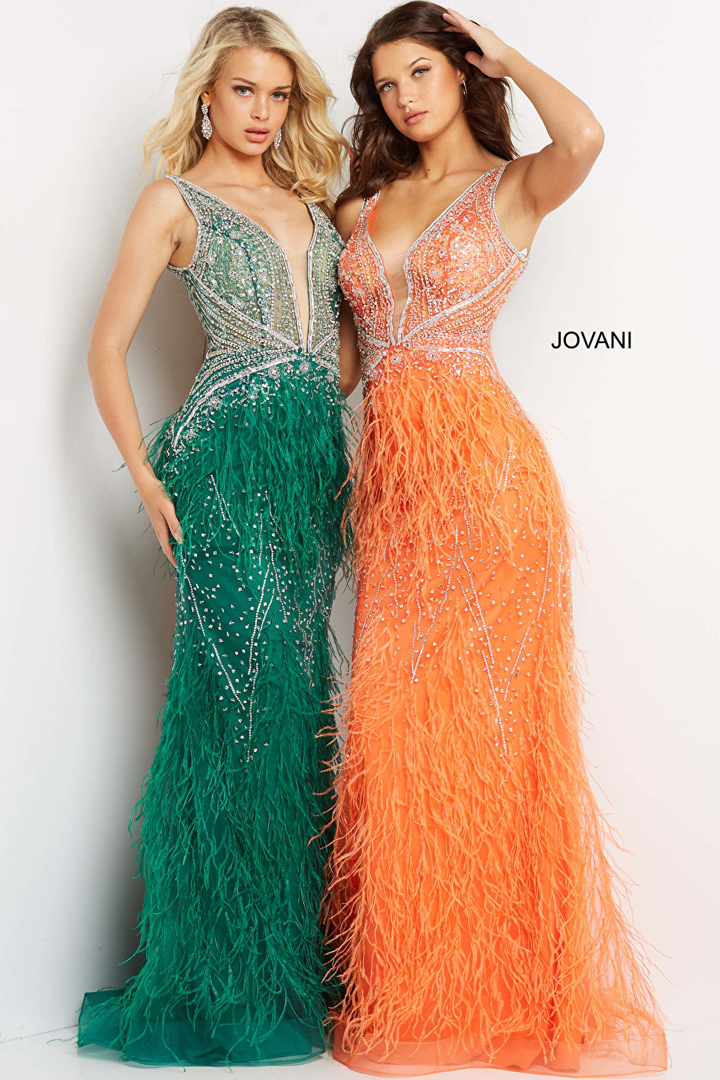 prom dress with feather 03023