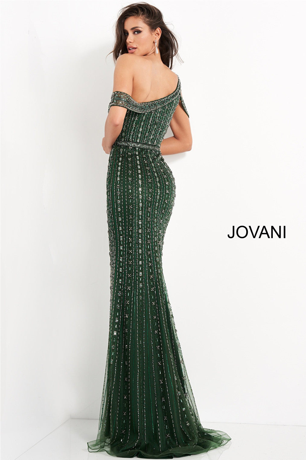 Floor length emerald Jovani evening dress 03124
