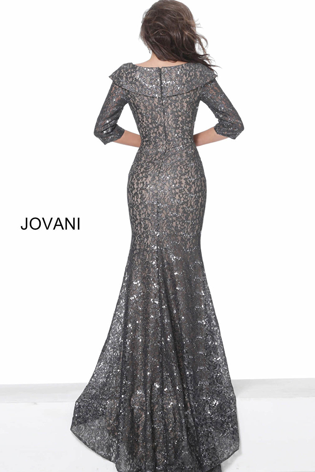 Grey lace evening dress Jovani 03426+