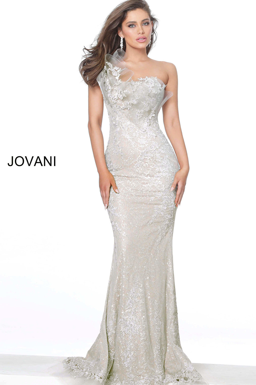 Grey lace MOB and evening Jovani dress 03904