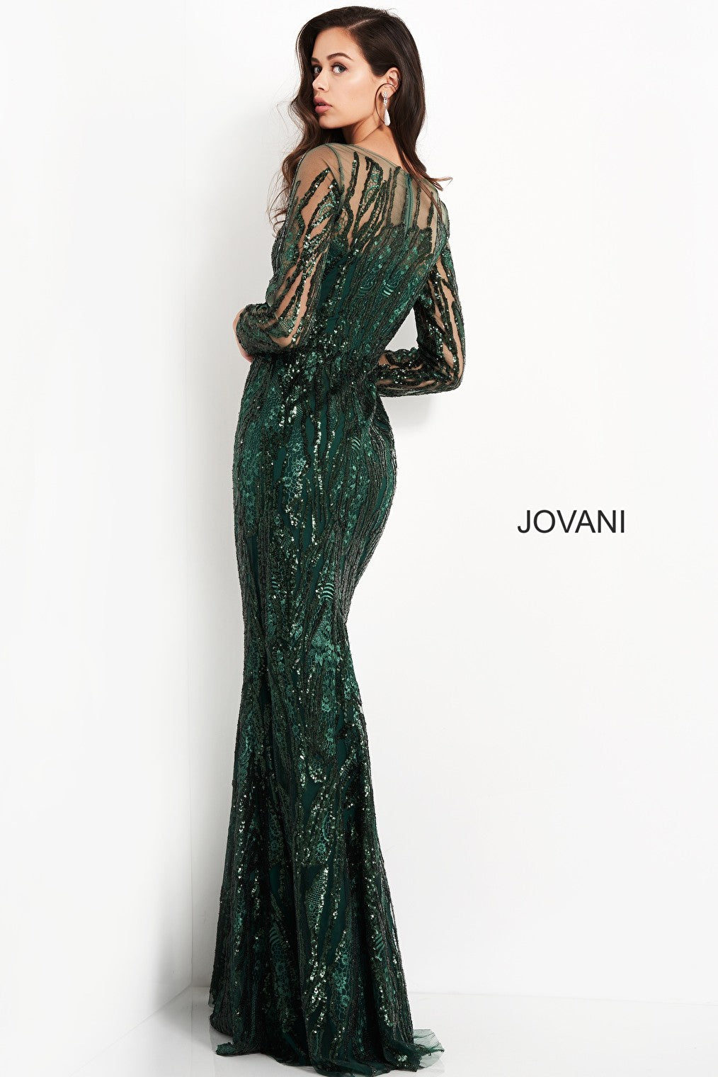 Dark green MOB and evening long Jovani dress 03936