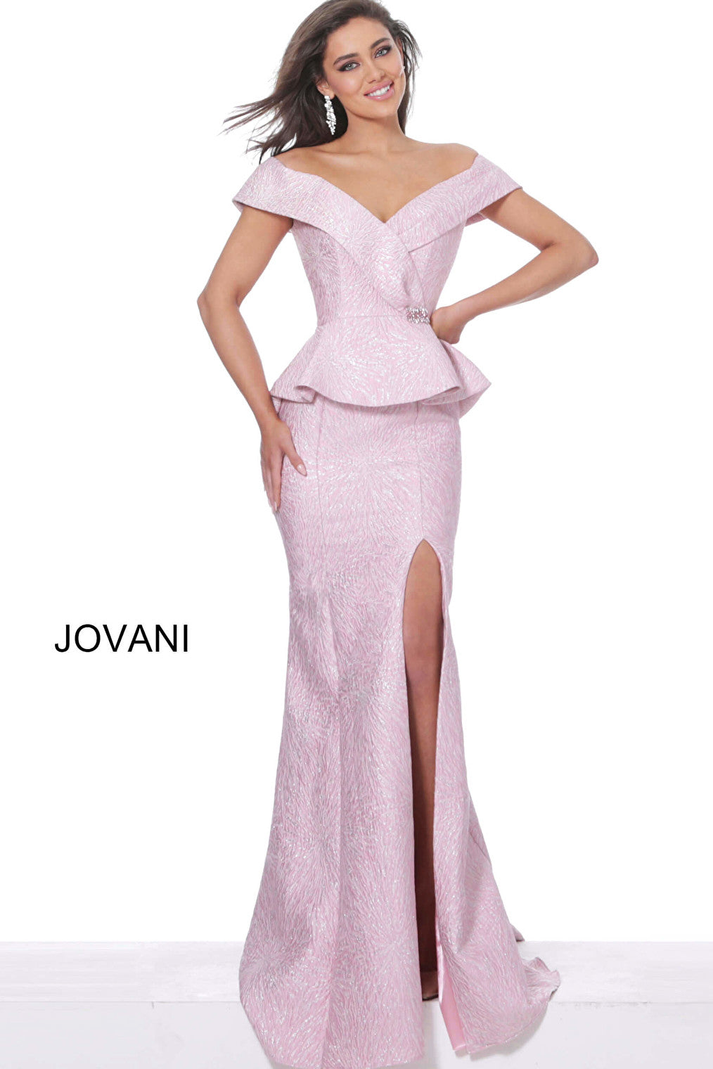 Rose V neck fitted dress Jovani 03944