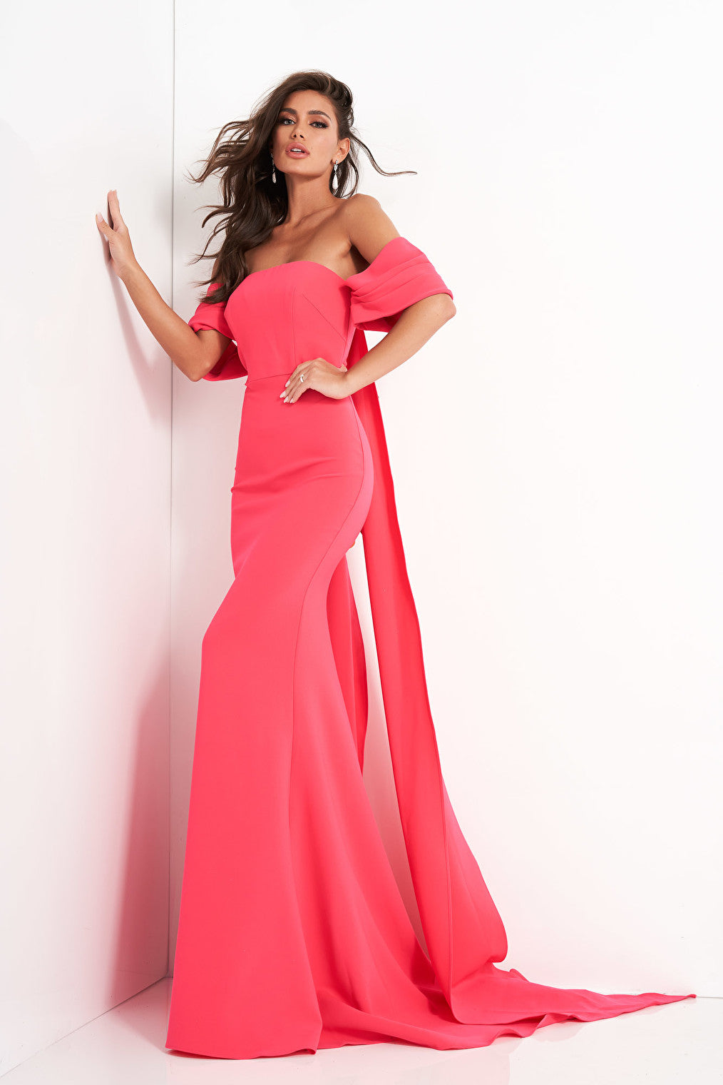 off the shoulder pink dress 04350