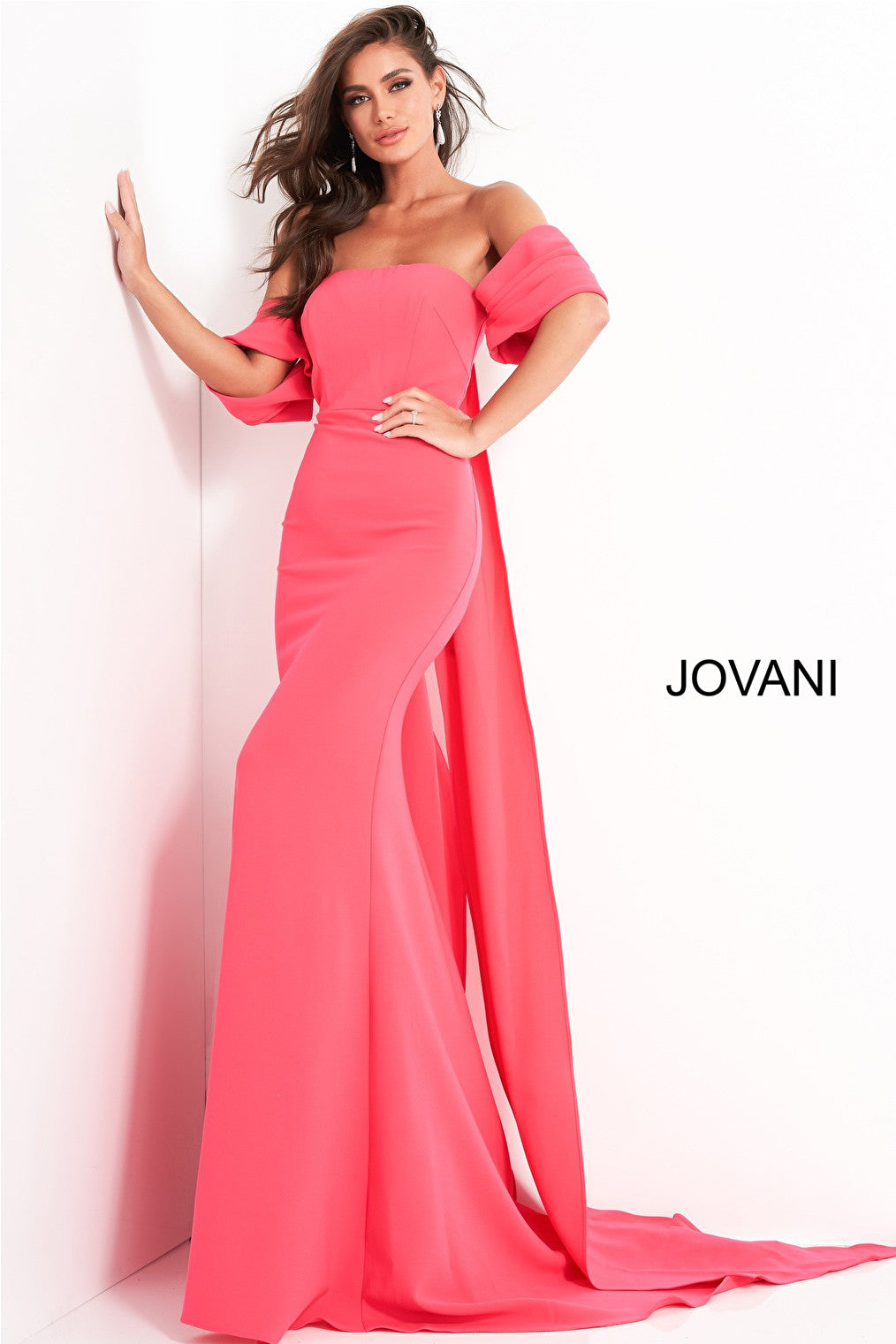 Lipstick long tail Jovani evening dress 04350