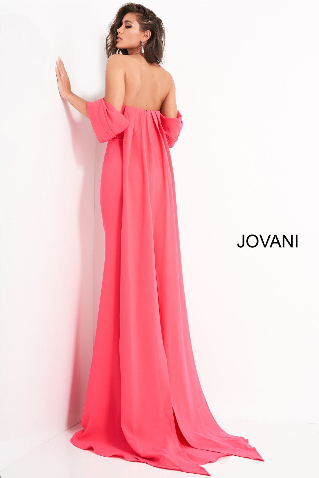 Back view lipstick Jovani evening gown 04350