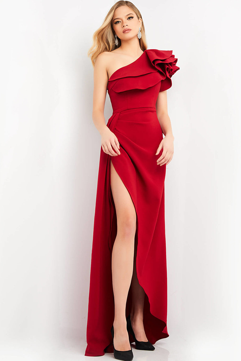 red one shoulder dress 04352