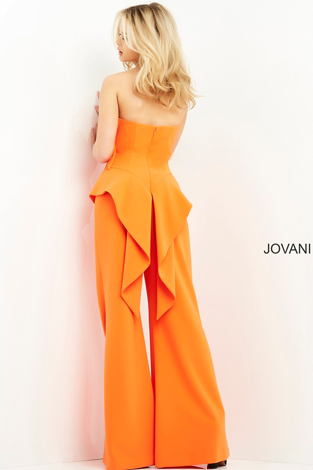 Orange strapless ready to wear jumpsuit Jovani 04427