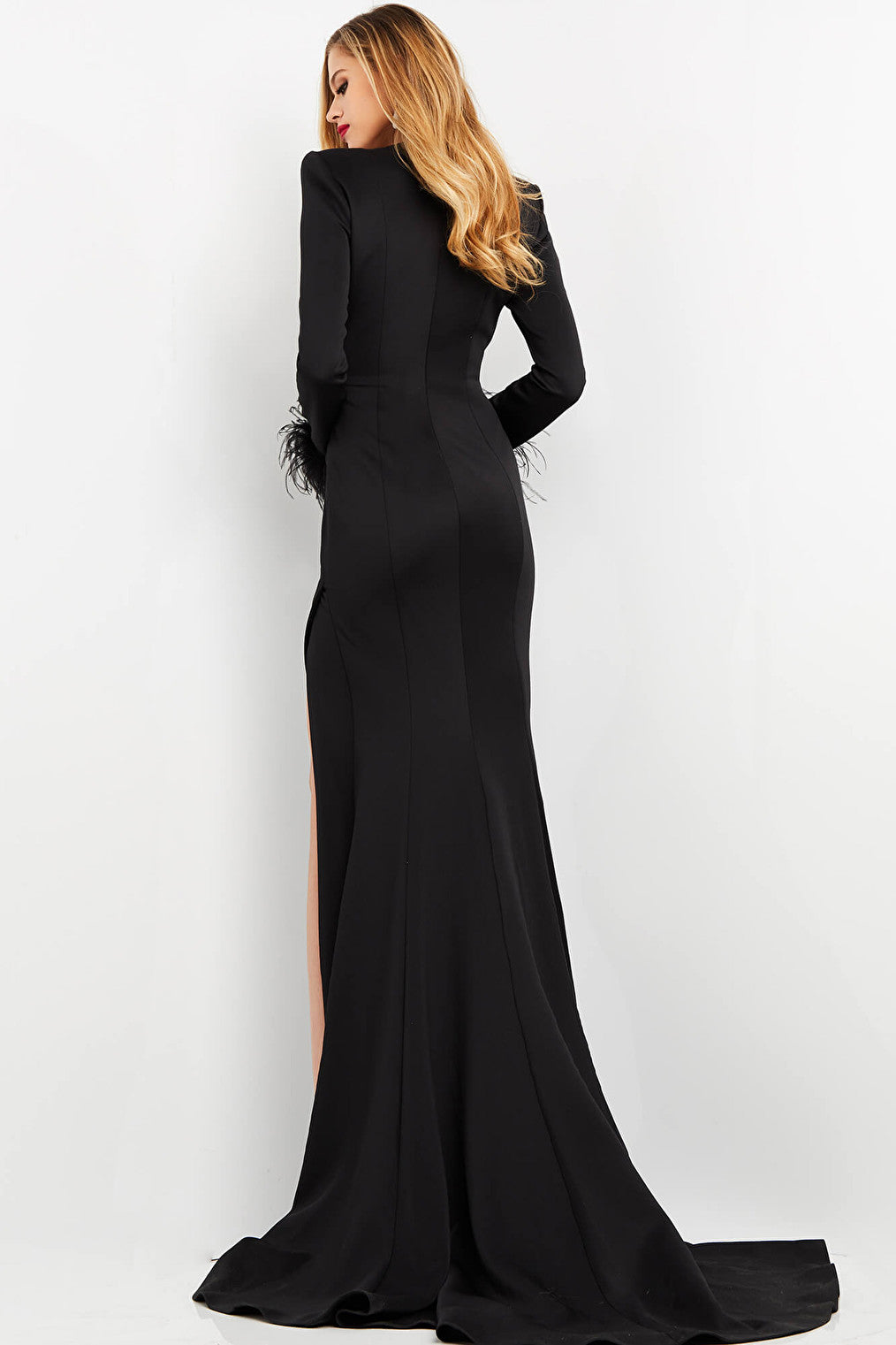 Black scuba long sleeve gown 04501