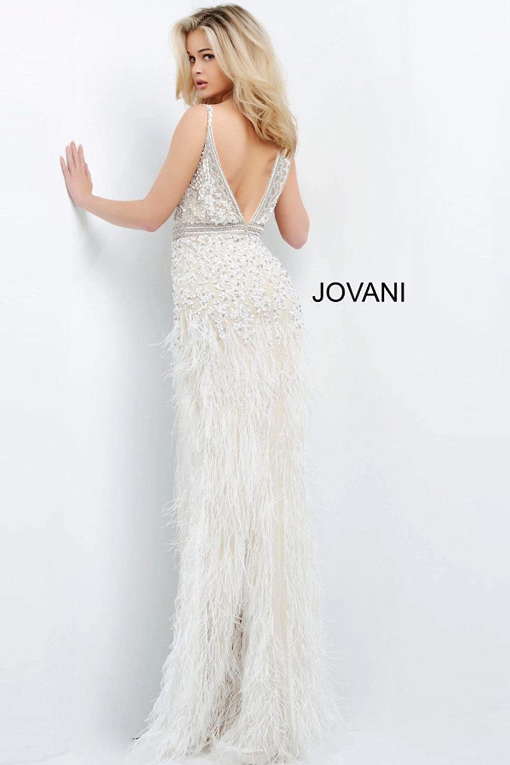 White embellished prom dress 04626