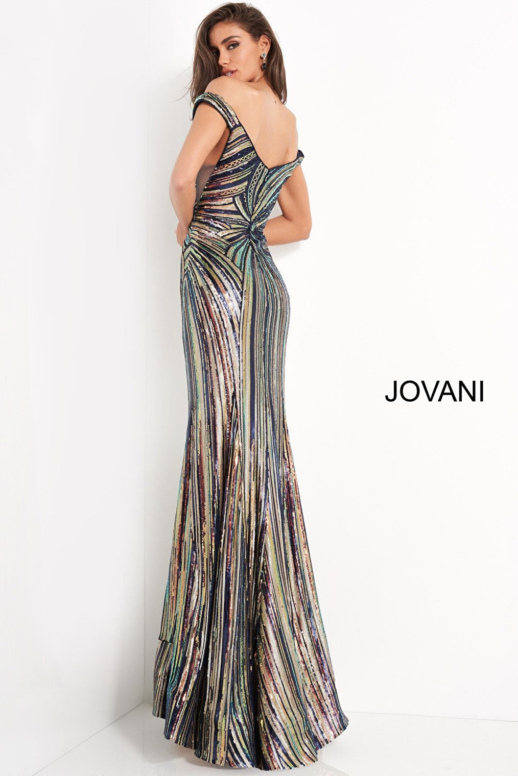 Off the Shoulder multi prom dress Jovani  04809