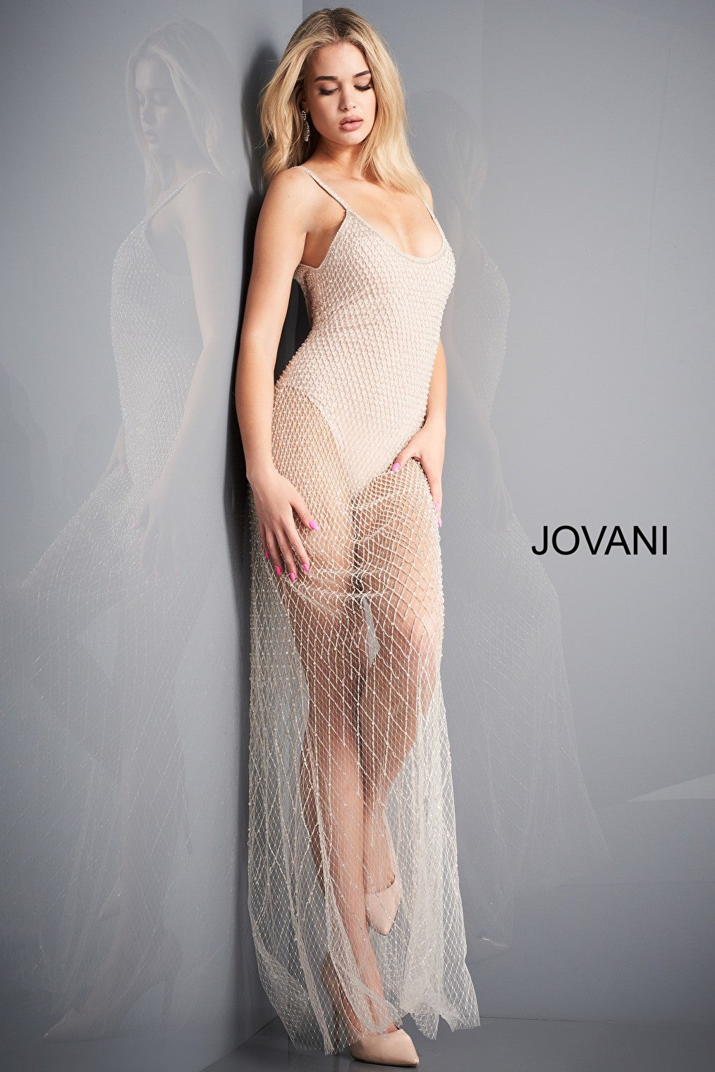 Long sheer Jovani prom dress 04864