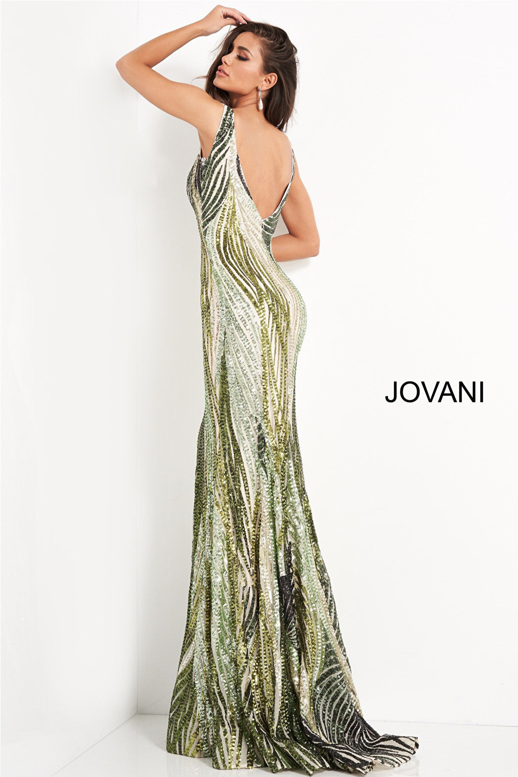 Green sequin prom dress Jovani 05103