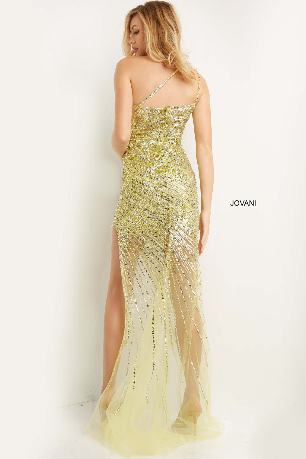 Sheath sequin lime prom dress 05647