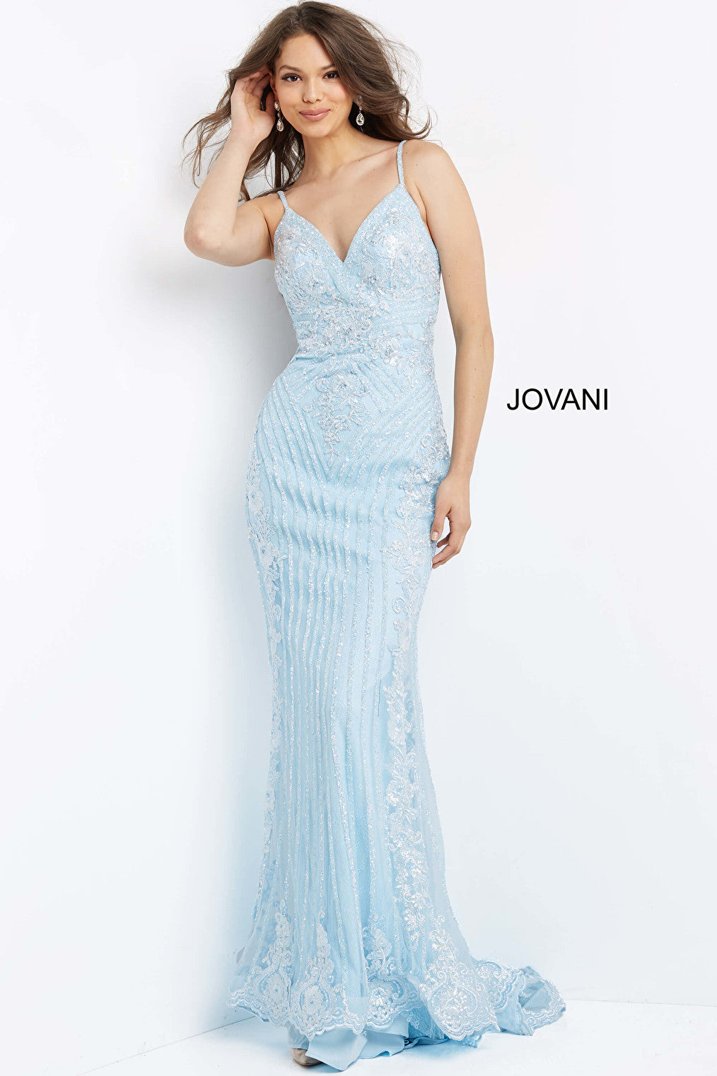 Light blue embellished dress Jovani 05752