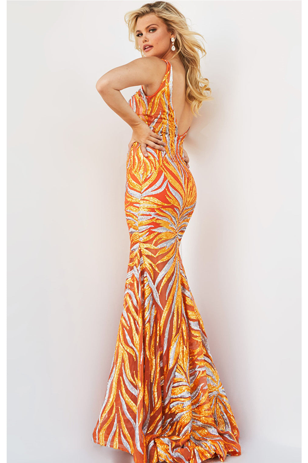 orange plus size dress 06153