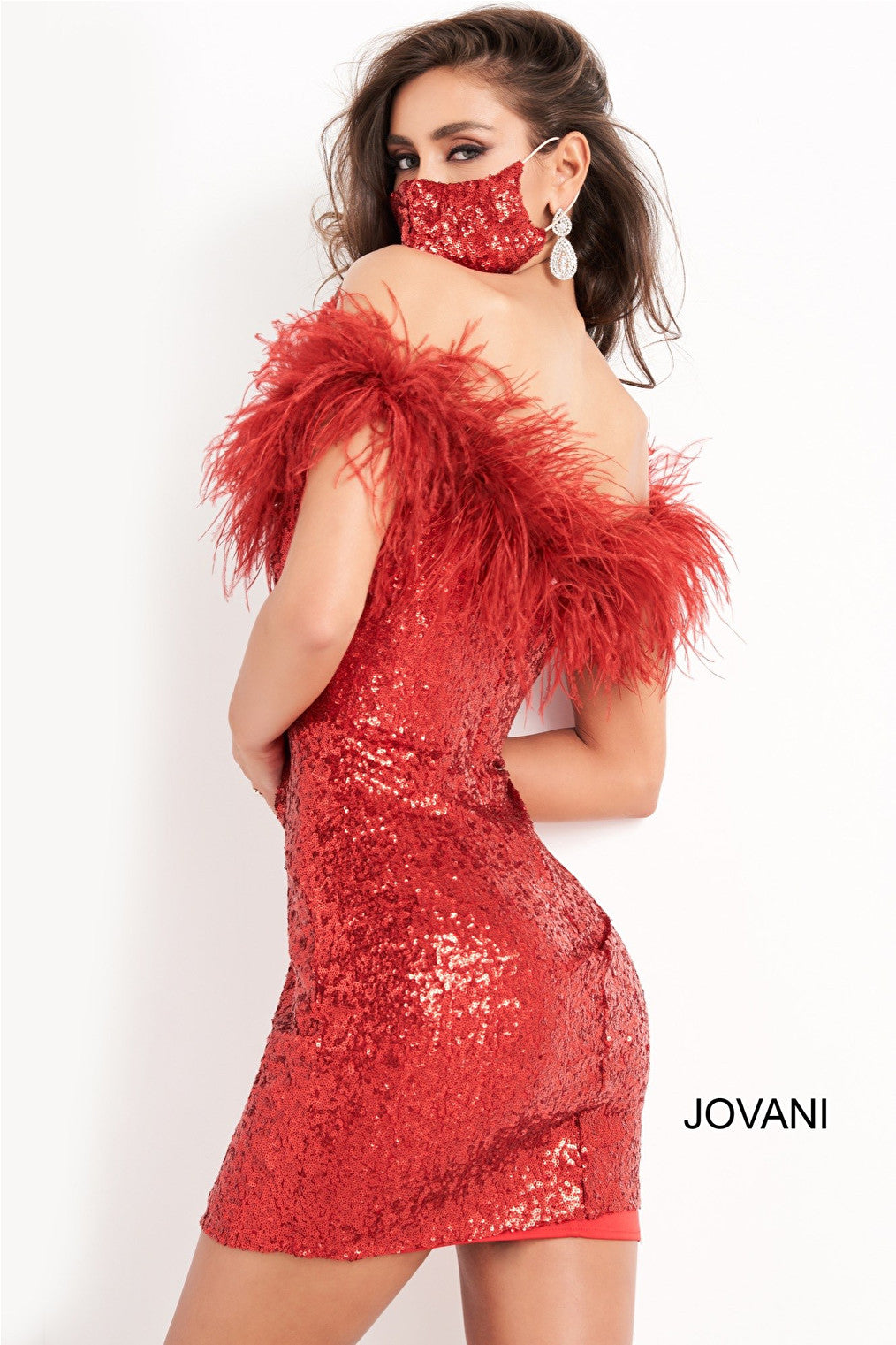 Red Feathers One Shoulder Open Fork Elegant Dress - Power Day Sale