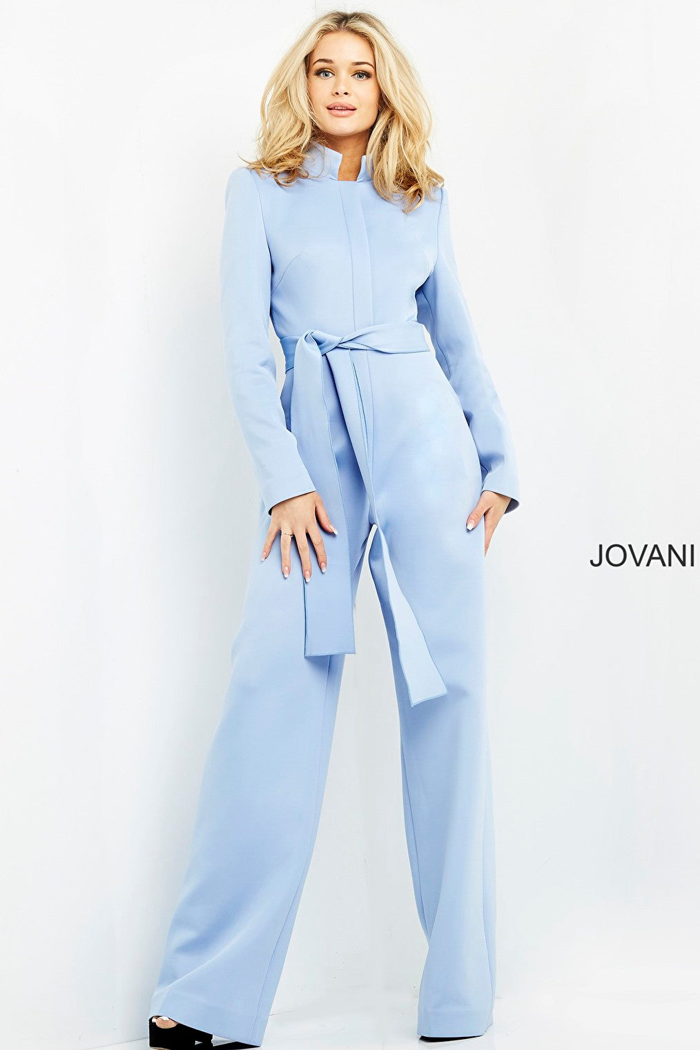 Light blue high neck on trend Jovani jumpsuit 06205
