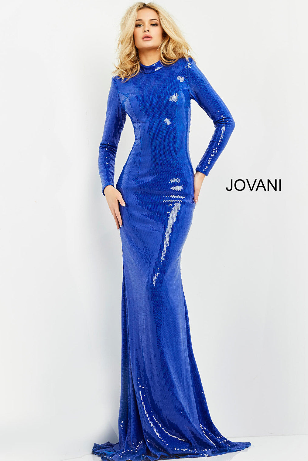Long sleeve royal evening dress Jovani 06214