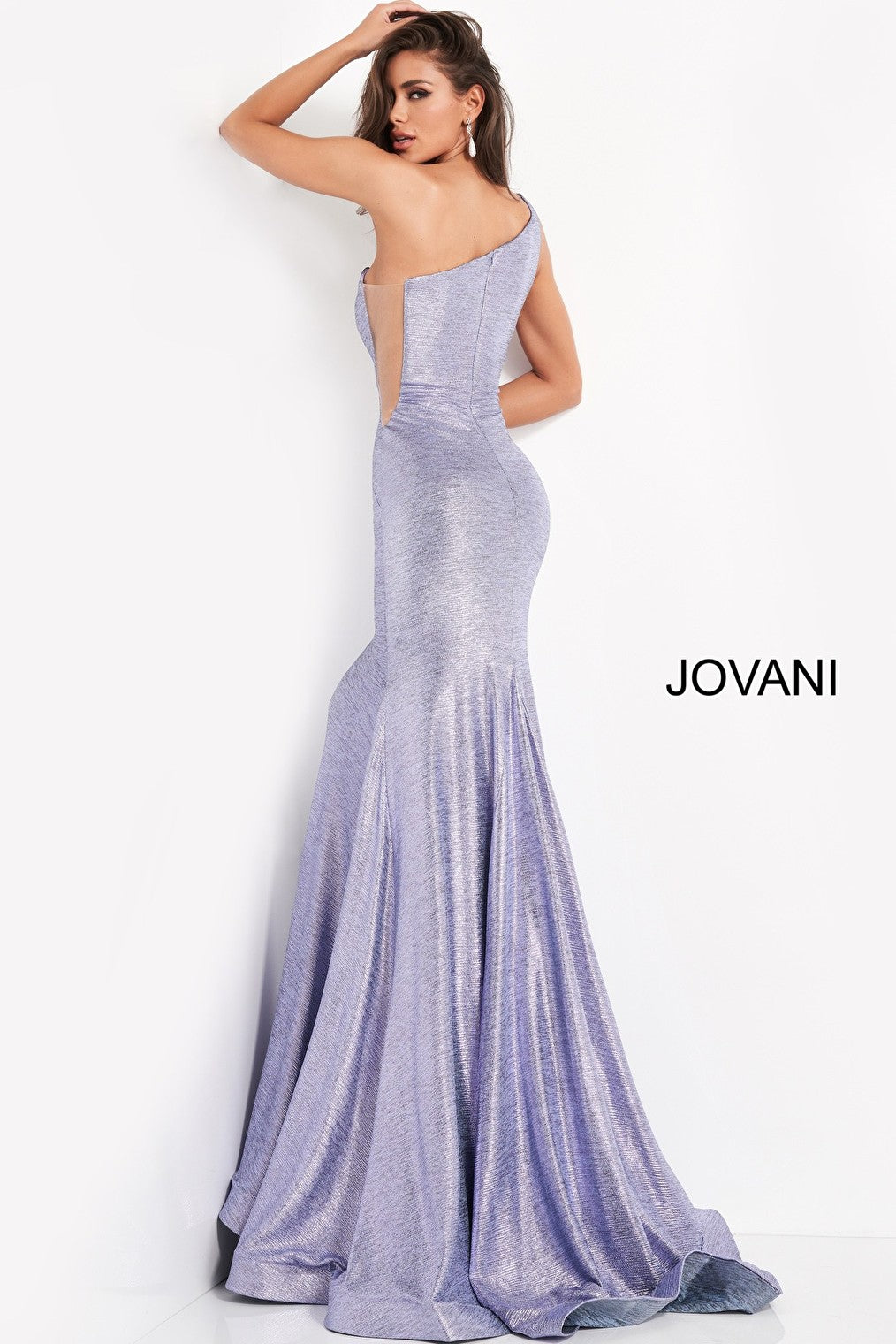 One shoulder iris Jovani prom dress 06367